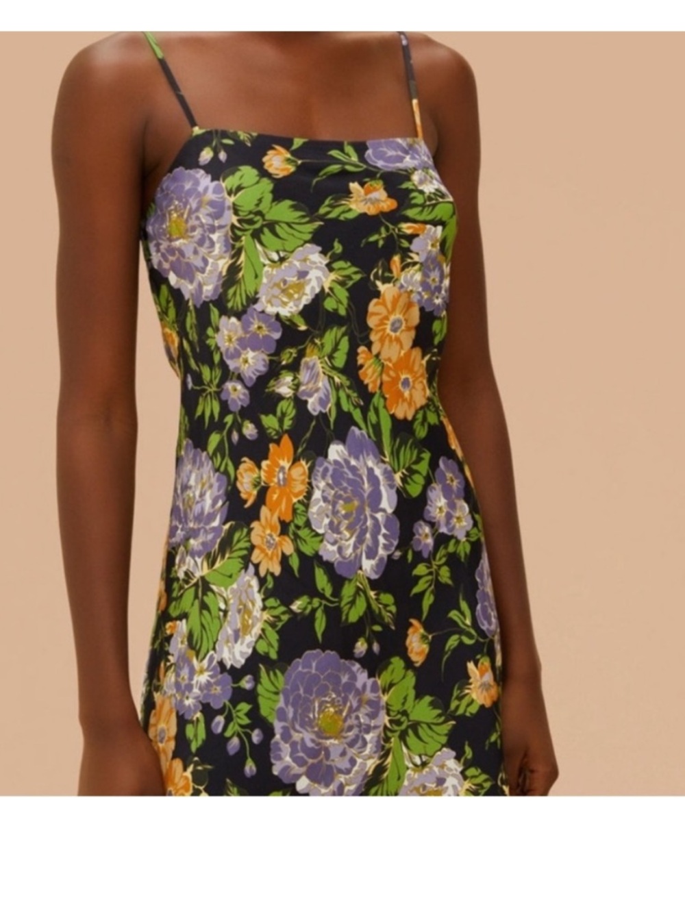 NWT FARM RIO Capri Floral Mini Slipdress ( Size S) Purple & Orange Blooms